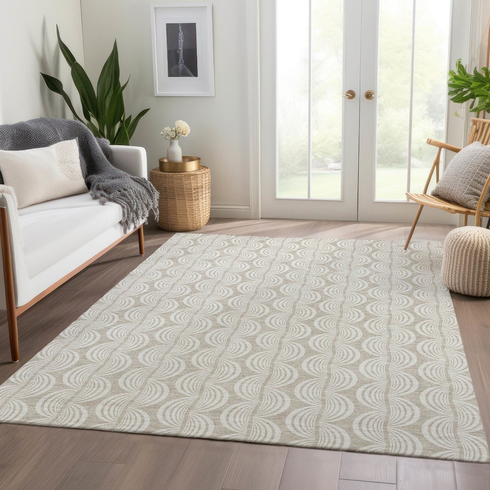 Premium Machine Washable Mayfield AMF1055 Beige 2'6" x 3'10" Rug. Picture 6