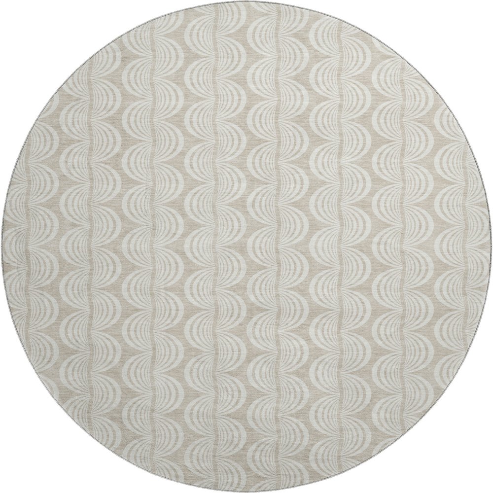 Premium Machine Washable Mayfield AMF1055 Beige 8' x 8' Round Rug. Picture 1