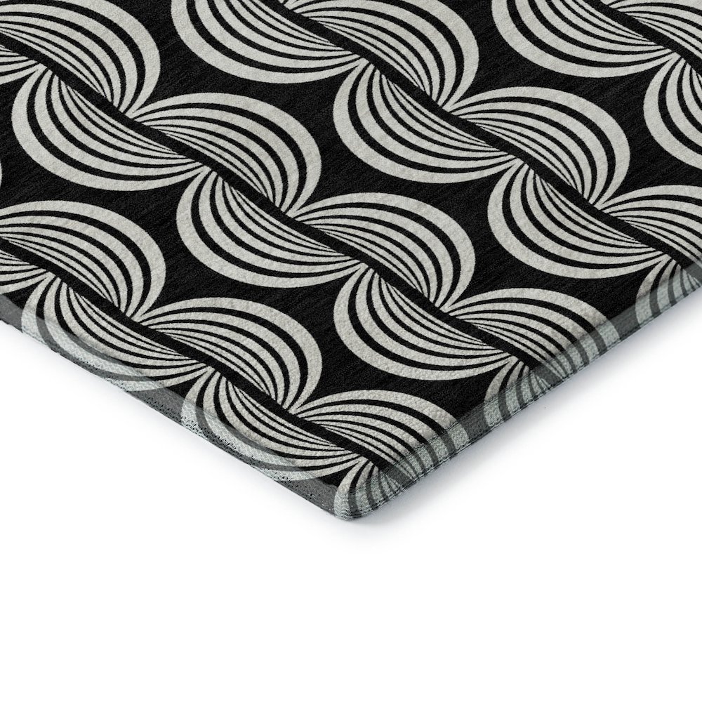 Premium Machine Washable Mayfield AMF1055 Black 1'8" x 2'6" Rug. Picture 3