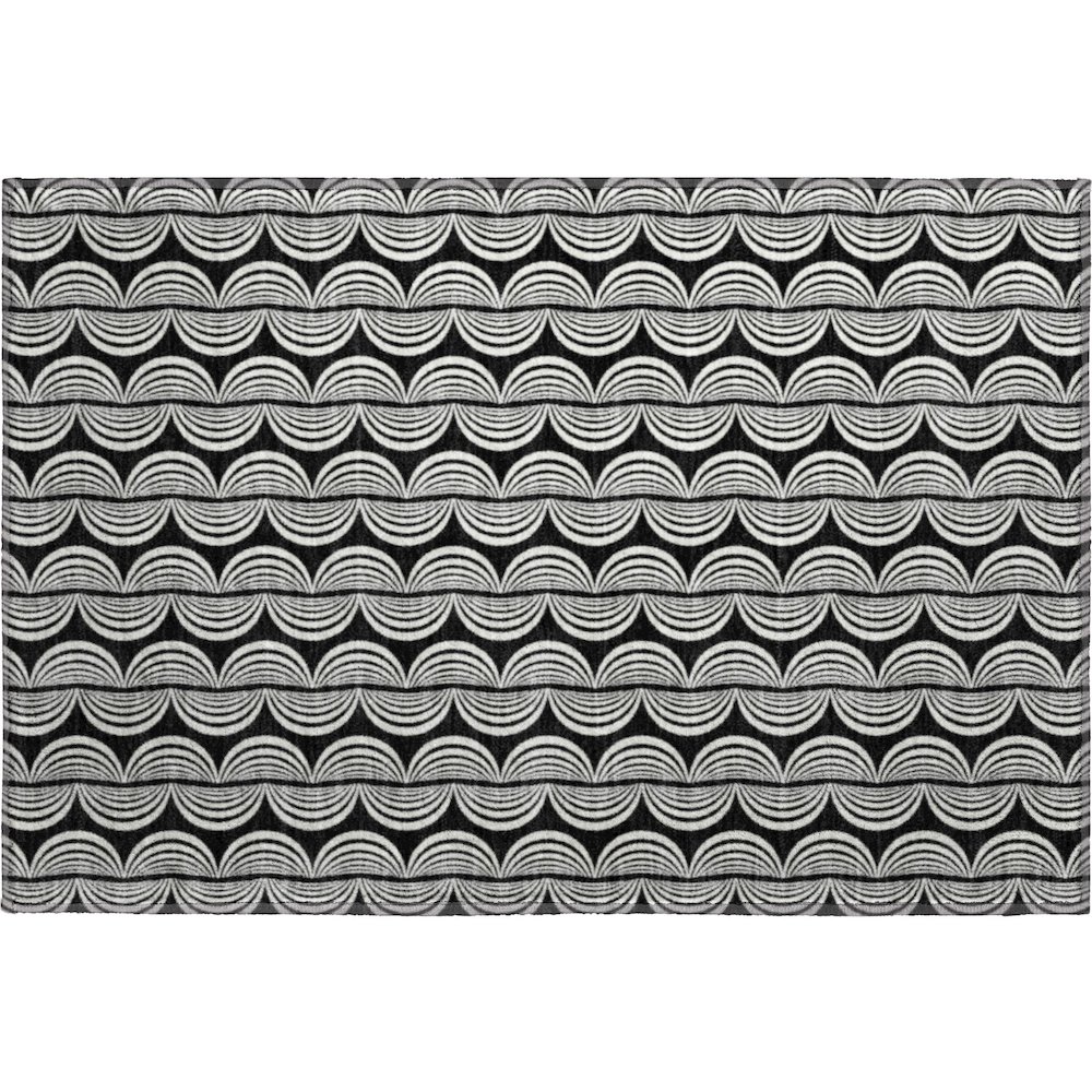 Premium Machine Washable Mayfield AMF1055 Black 1'8" x 2'6" Rug. Picture 1