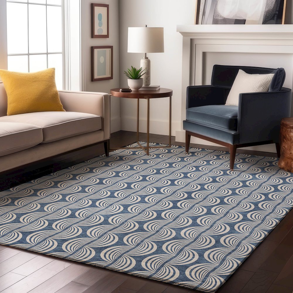 Premium Machine Washable Mayfield AMF1055 Denim 2'6" x 3'10" Rug. Picture 5