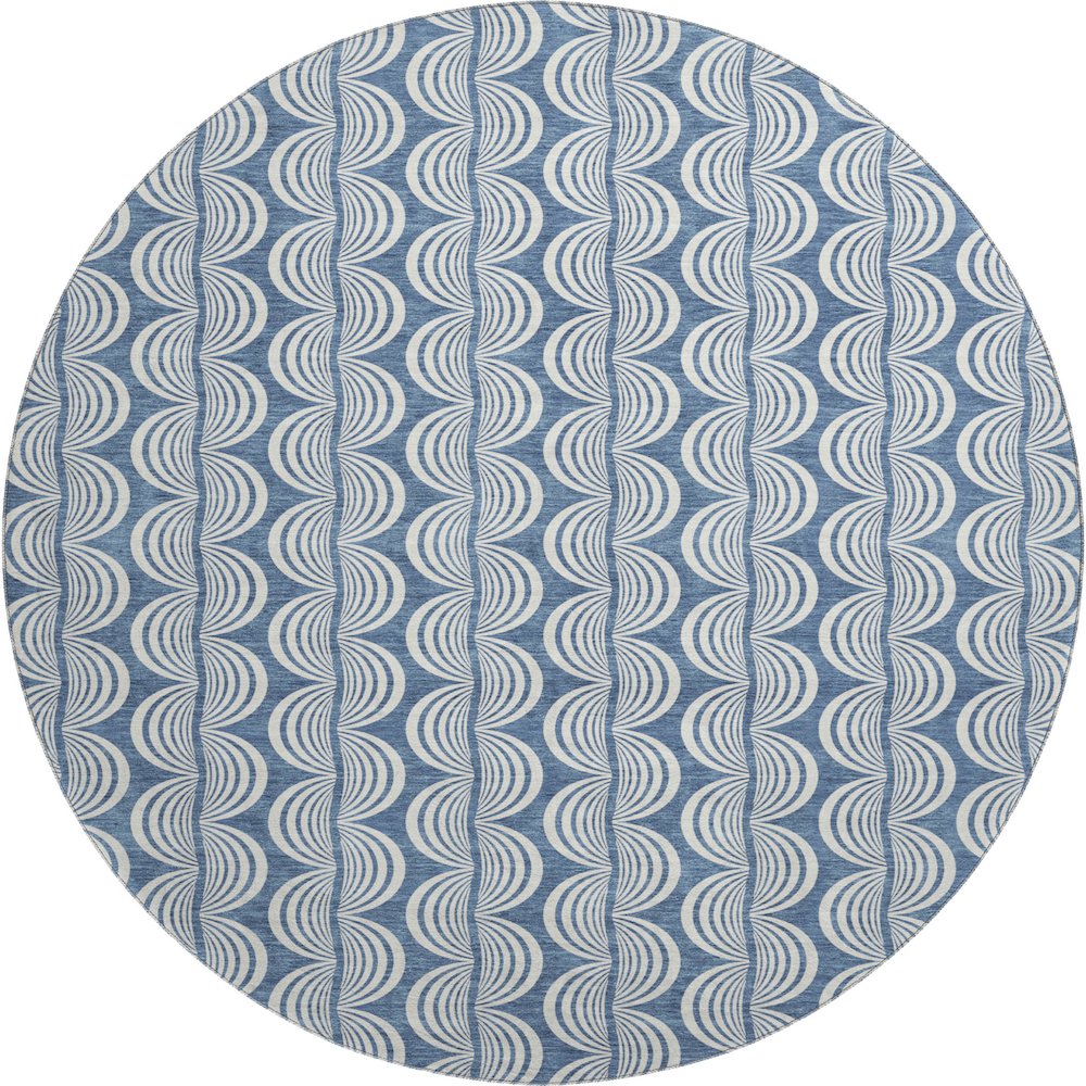 Premium Machine Washable Mayfield AMF1055 Denim 8' x 8' Round Rug. Picture 1