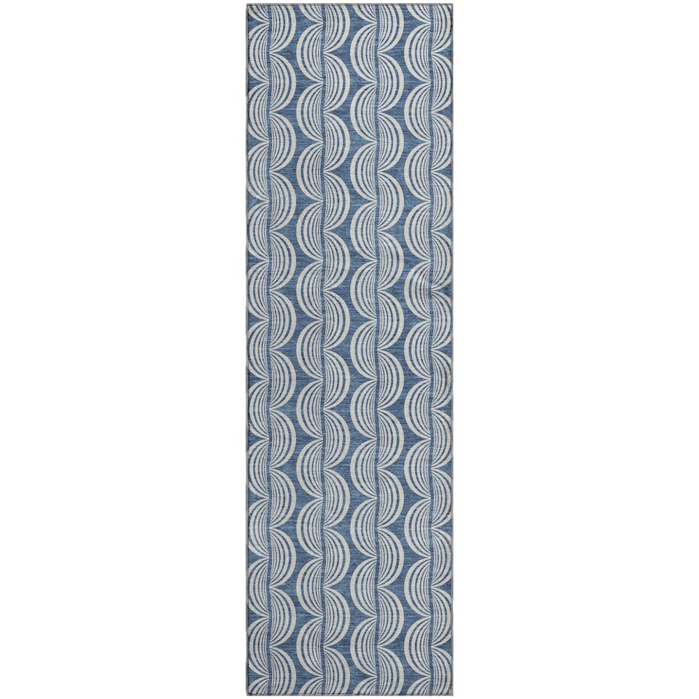 Premium Machine Washable Mayfield AMF1055 Denim 2'3" x 7'6" Runner Rug. Picture 1