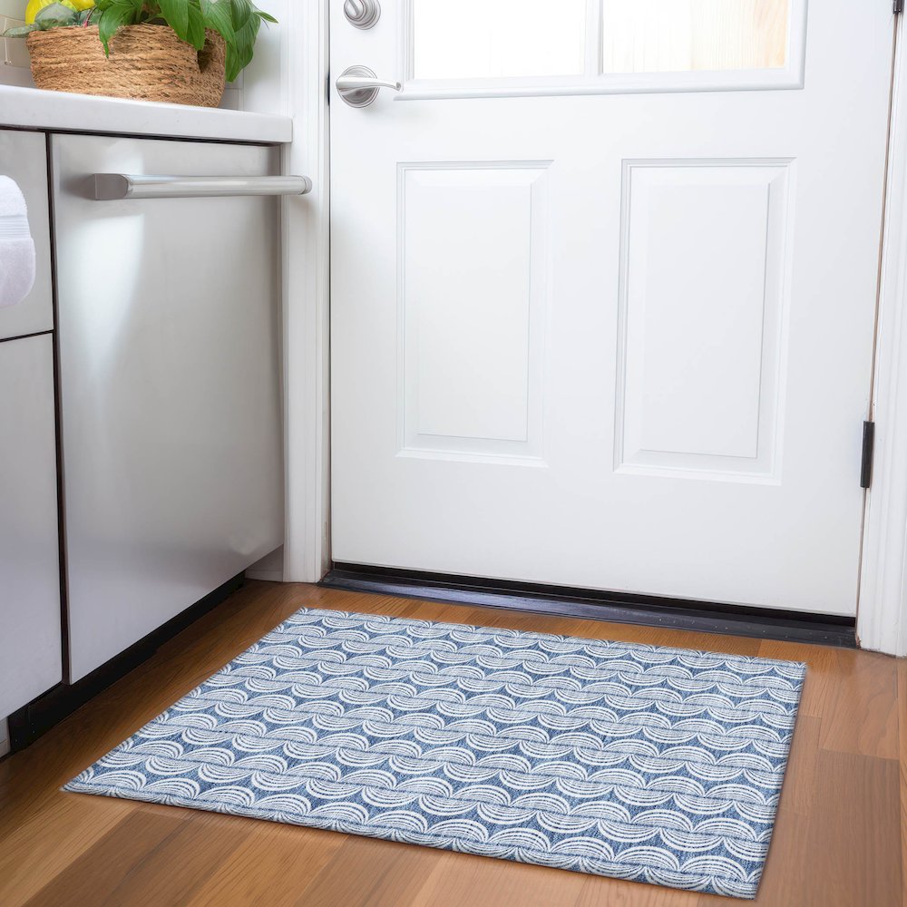 Premium Machine Washable Mayfield AMF1055 Denim 1'8" x 2'6" Rug. Picture 5