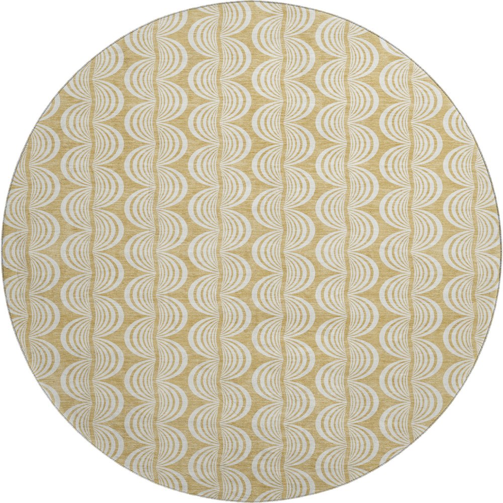 Premium Machine Washable Mayfield AMF1055 Gold 8' x 8' Round Rug. Picture 1
