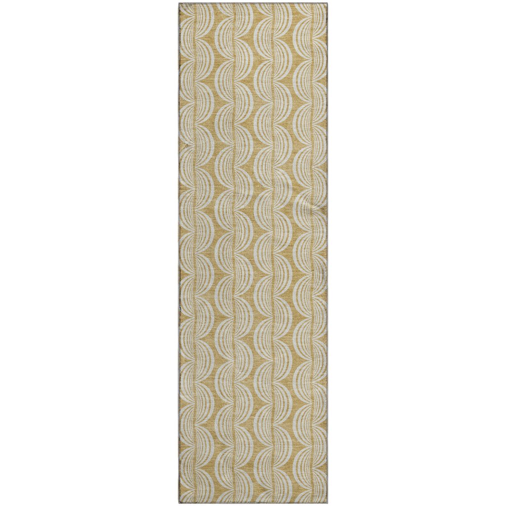 Premium Machine Washable Mayfield AMF1055 Gold 2'3" x 7'6" Runner Rug. Picture 1