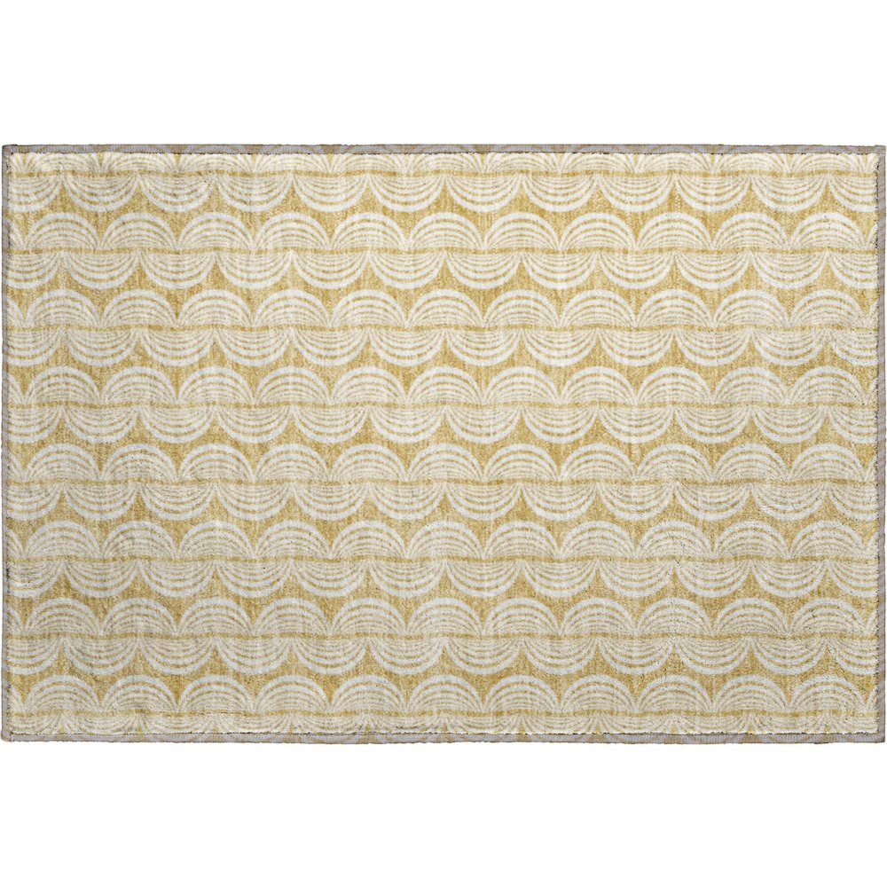 Premium Machine Washable Mayfield AMF1055 Gold 1'8" x 2'6" Rug. Picture 1