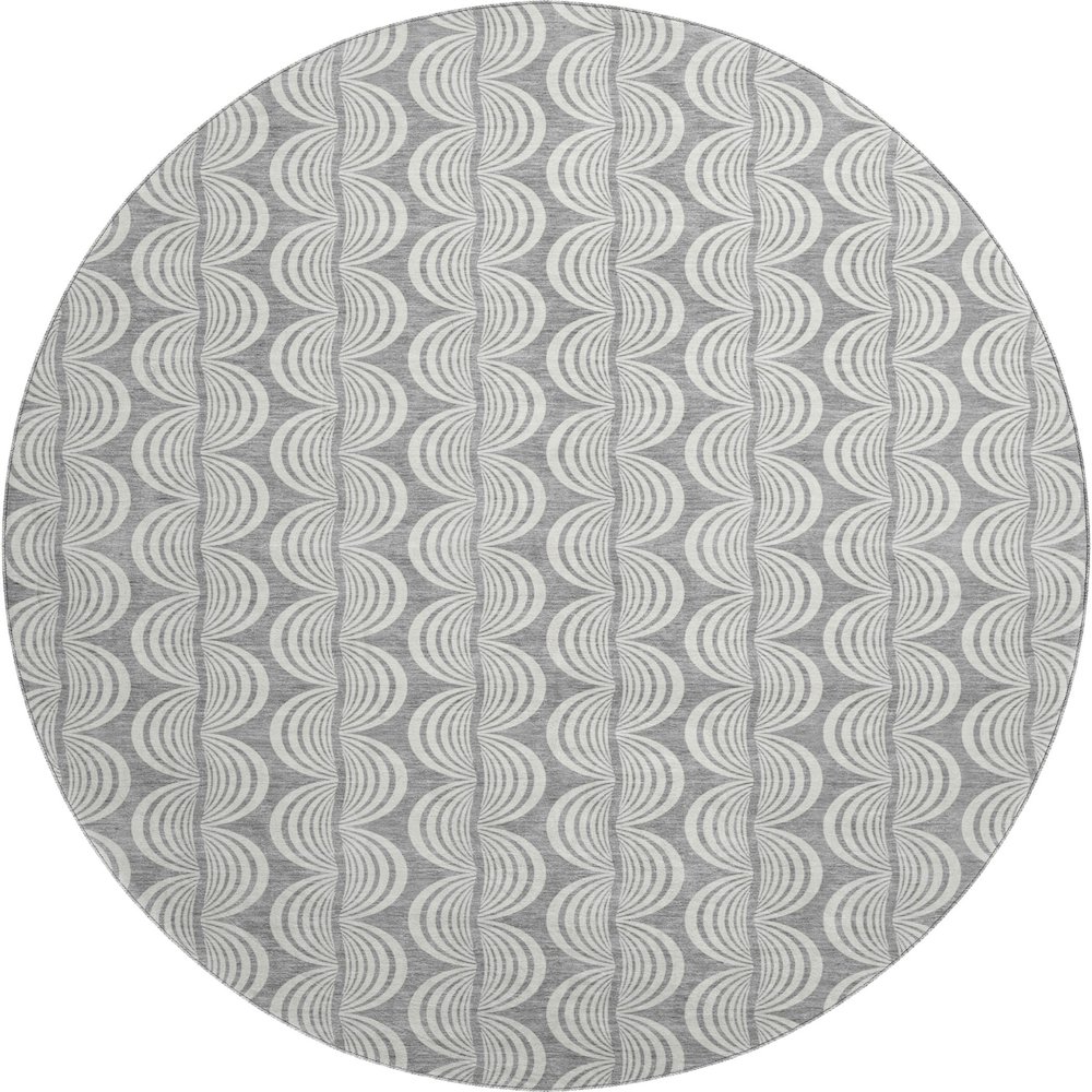 Premium Machine Washable Mayfield AMF1055 Gray 8' x 8' Round Rug. Picture 1