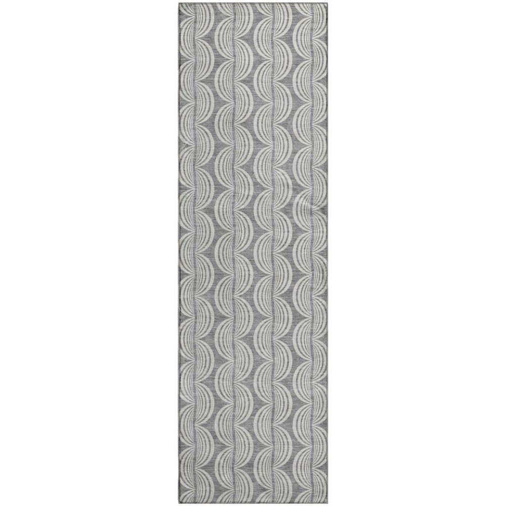 Premium Machine Washable Mayfield AMF1055 Gray 2'3" x 7'6" Runner Rug. Picture 1