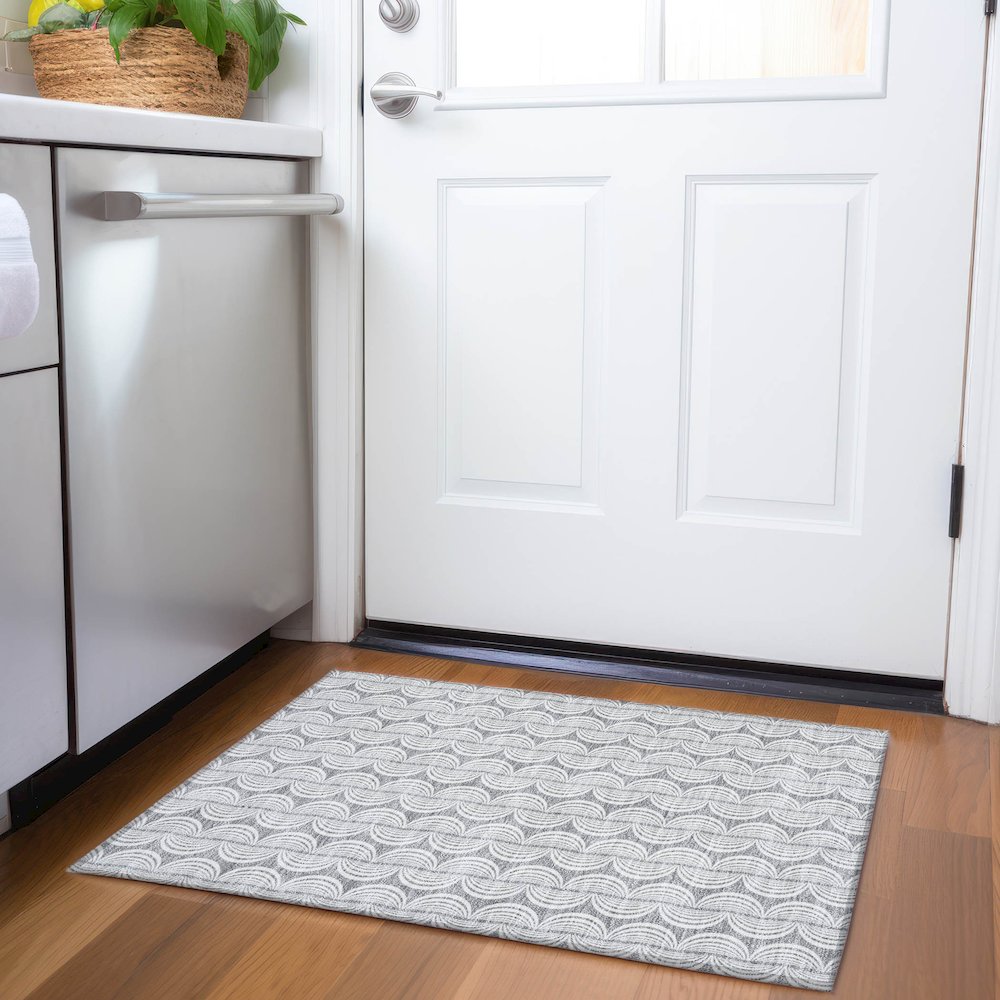 Premium Machine Washable Mayfield AMF1055 Gray 1'8" x 2'6" Rug. Picture 5