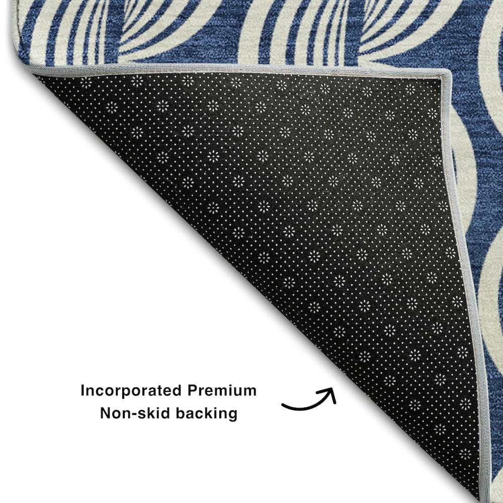 Premium Machine Washable Mayfield AMF1055 Navy 1'8" x 2'6" Rug. Picture 2