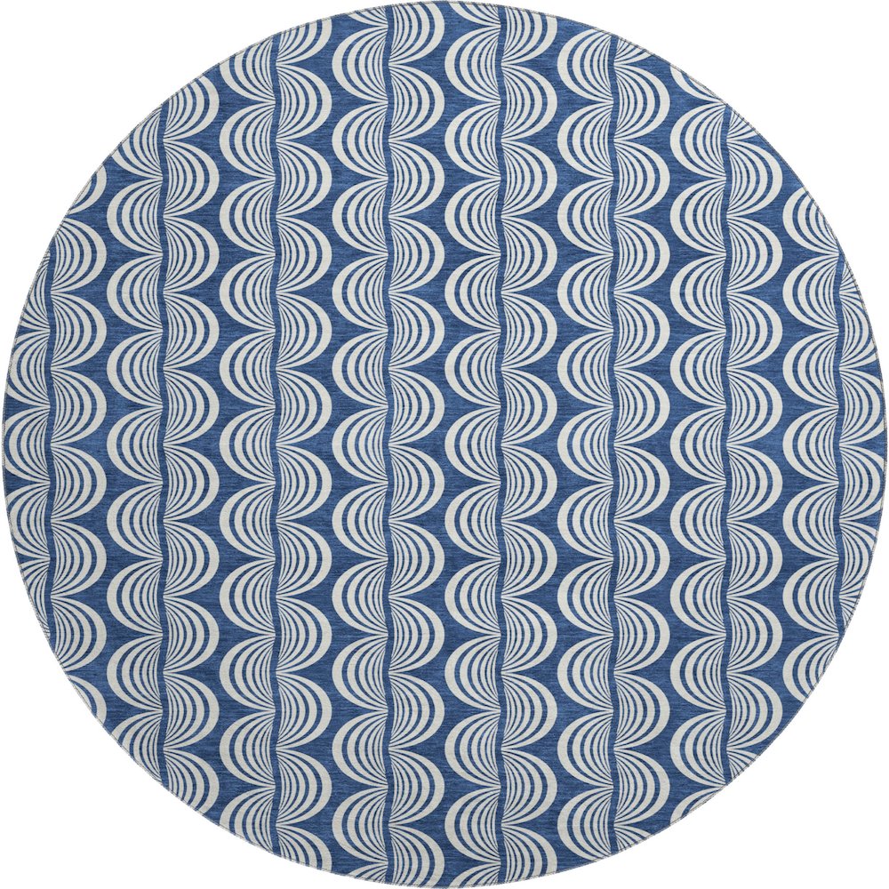 Premium Machine Washable Mayfield AMF1055 Navy 8' x 8' Round Rug. Picture 1