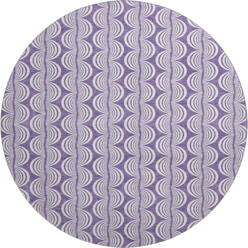 Premium Machine Washable Mayfield AMF1055 Purple 8' x 8' Round Rug. Picture 1