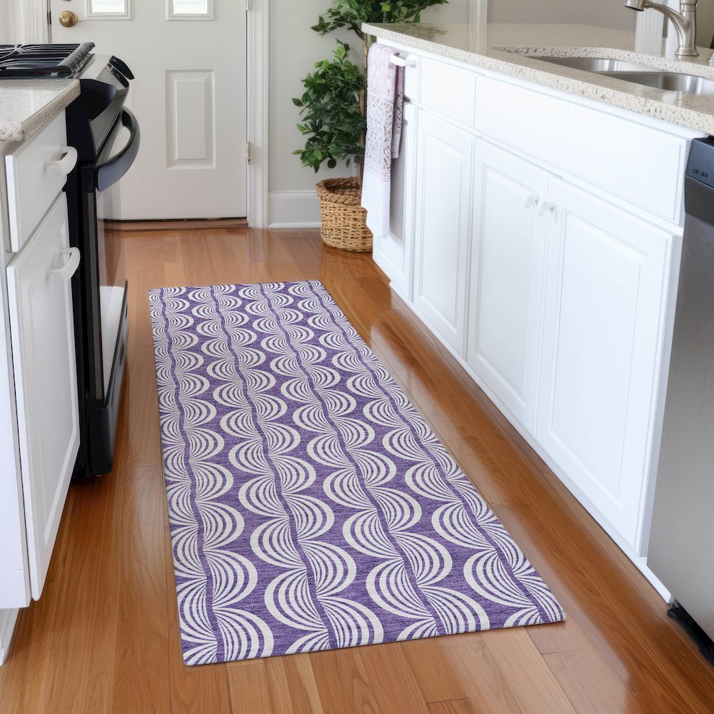 Premium Machine Washable Mayfield AMF1055 Purple 2'3" x 7'6" Runner Rug. Picture 5