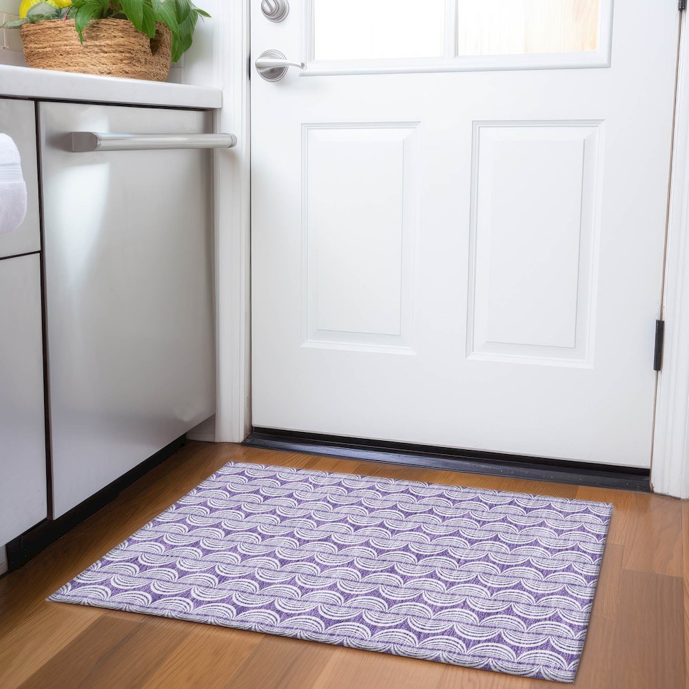 Premium Machine Washable Mayfield AMF1055 Purple 1'8" x 2'6" Rug. Picture 5