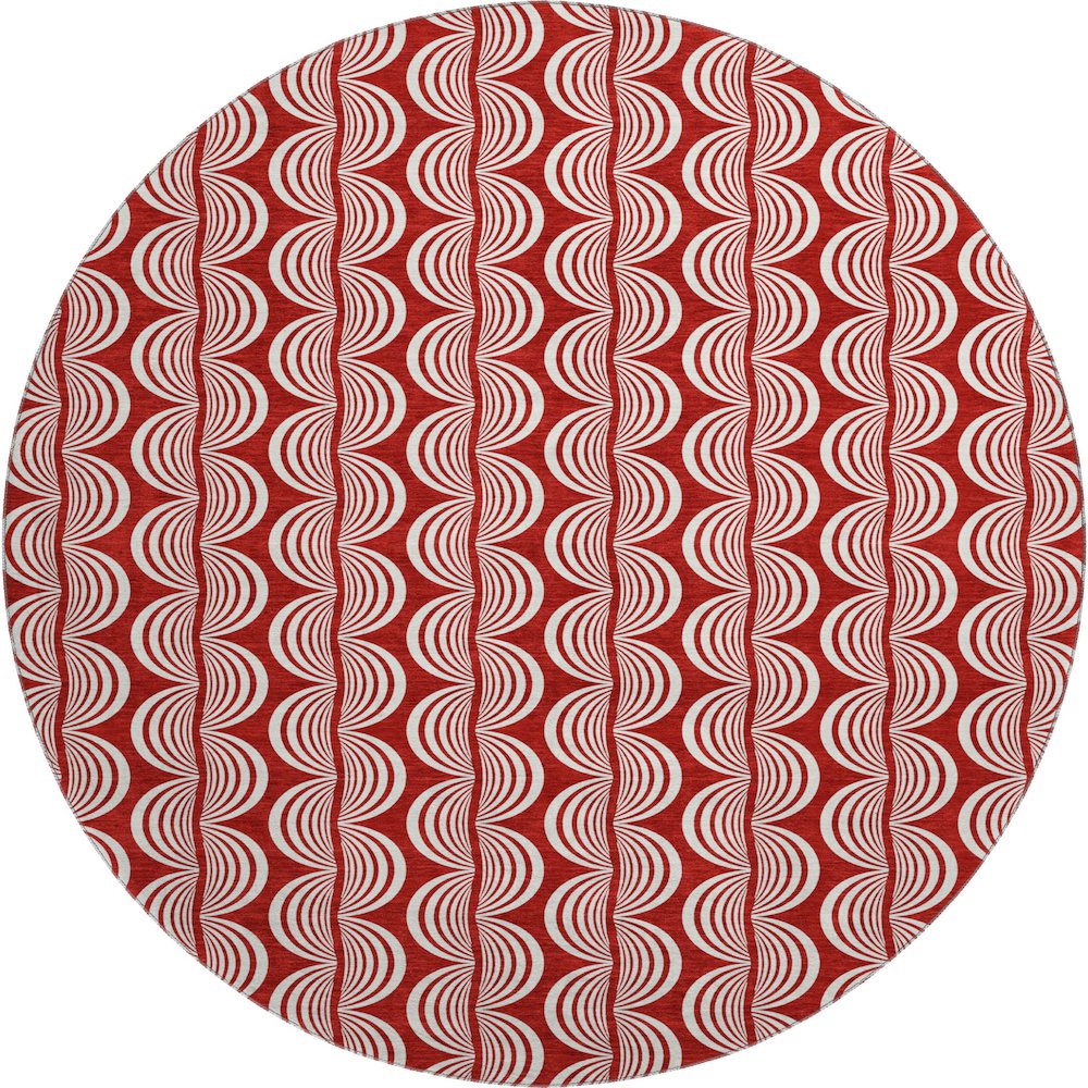 Premium Machine Washable Mayfield AMF1055 Red 8' x 8' Round Rug. Picture 1
