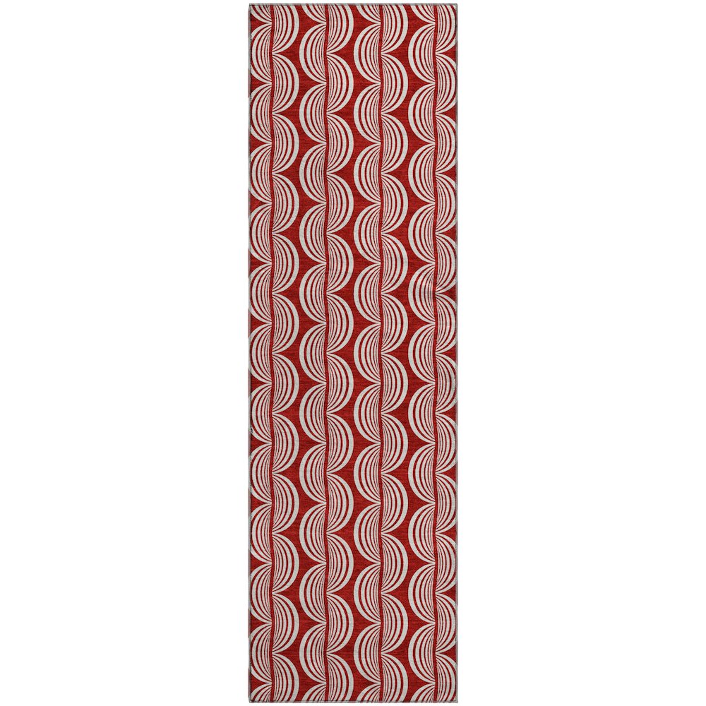 Premium Machine Washable Mayfield AMF1055 Red 2'3" x 7'6" Runner Rug. Picture 1