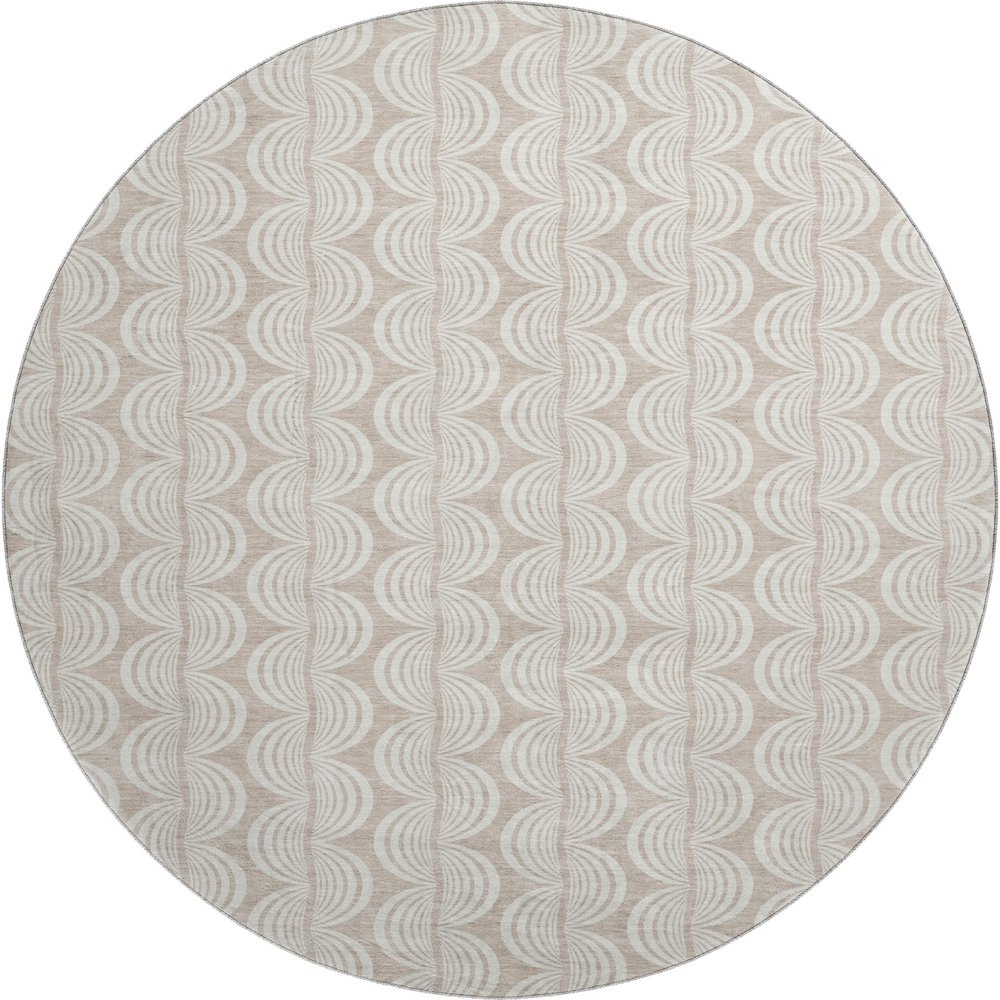 Premium Machine Washable Mayfield AMF1056 Khaki 8' x 8' Round Rug. Picture 1
