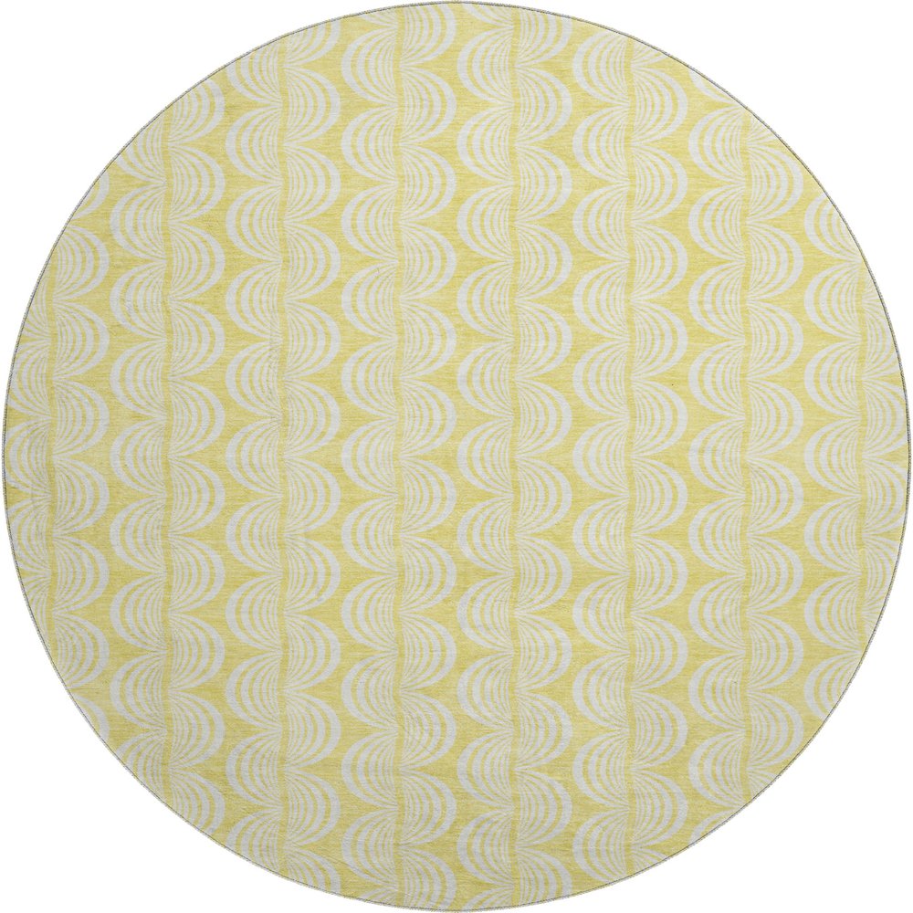 Premium Machine Washable Mayfield AMF1056 Yellow 8' x 8' Round Rug. Picture 1