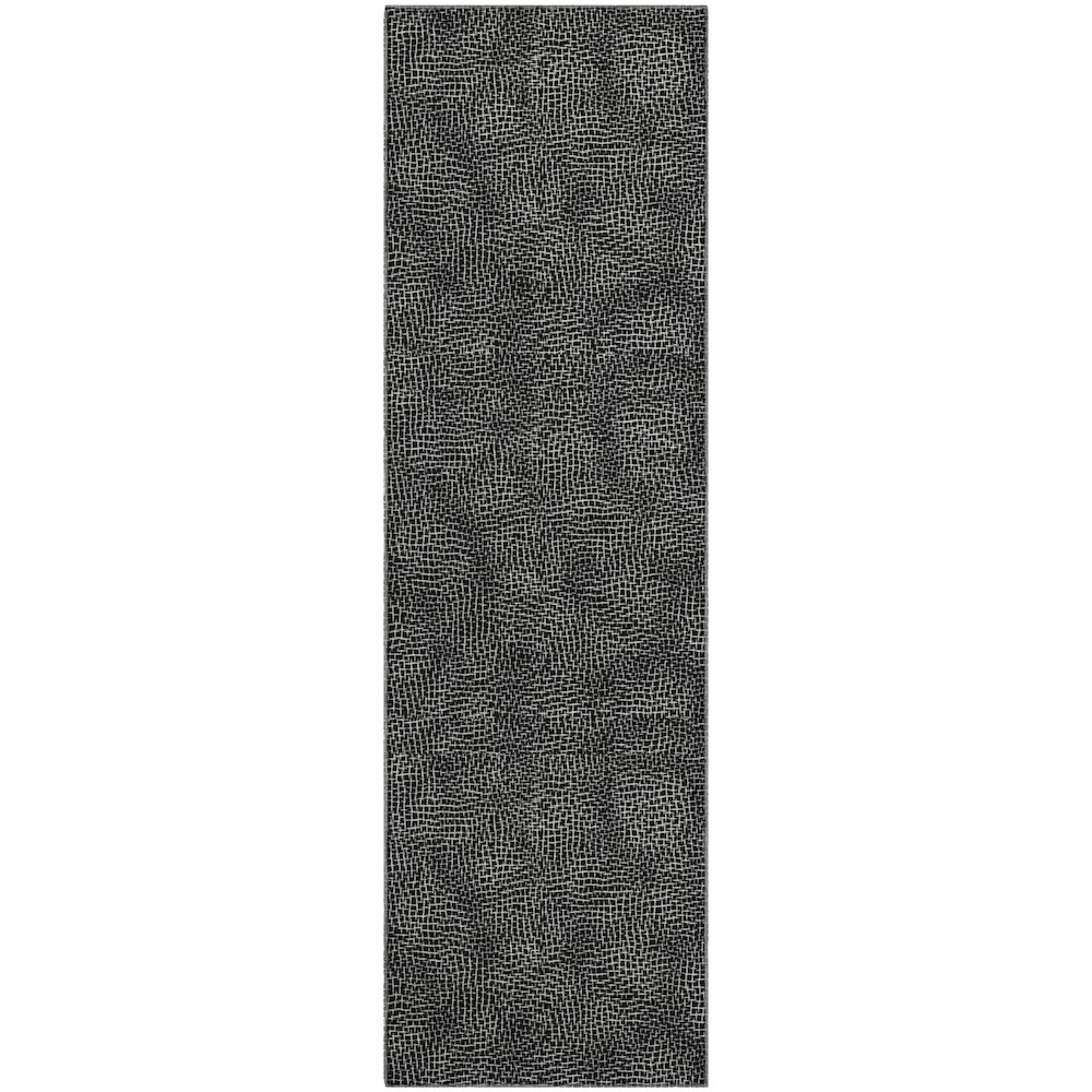Premium Machine Washable Mayfield AMF1057 Black 2'3" x 7'6" Runner Rug. Picture 1