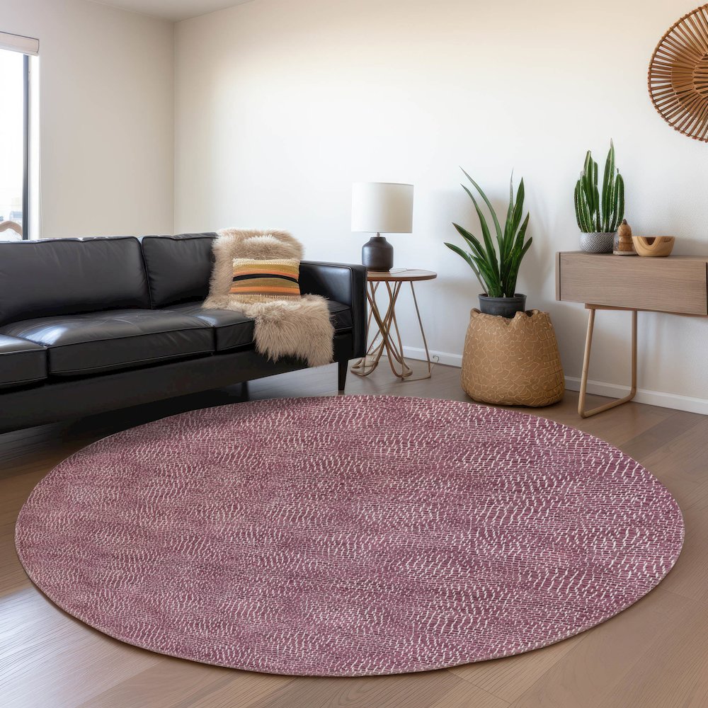 Premium Machine Washable Mayfield AMF1057 Eggplant 8' x 8' Round Rug. Picture 5