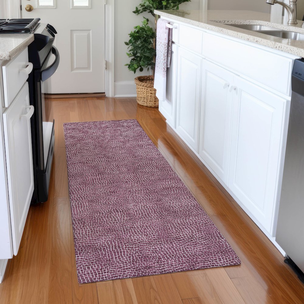 Premium Machine Washable Mayfield AMF1057 Eggplant 2'3" x 7'6" Runner Rug. Picture 5