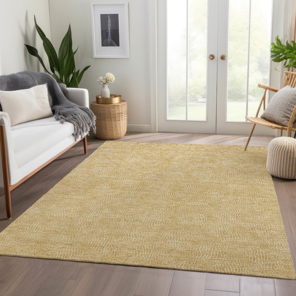 Premium Machine Washable Mayfield AMF1057 Gold 2'6" x 3'10" Rug. Picture 6