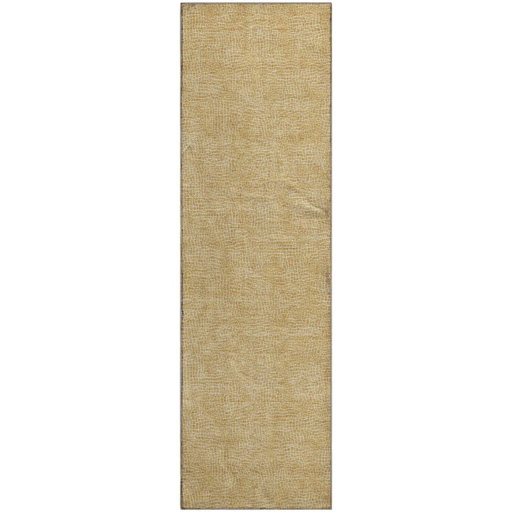 Premium Machine Washable Mayfield AMF1057 Gold 2'3" x 7'6" Runner Rug. Picture 1