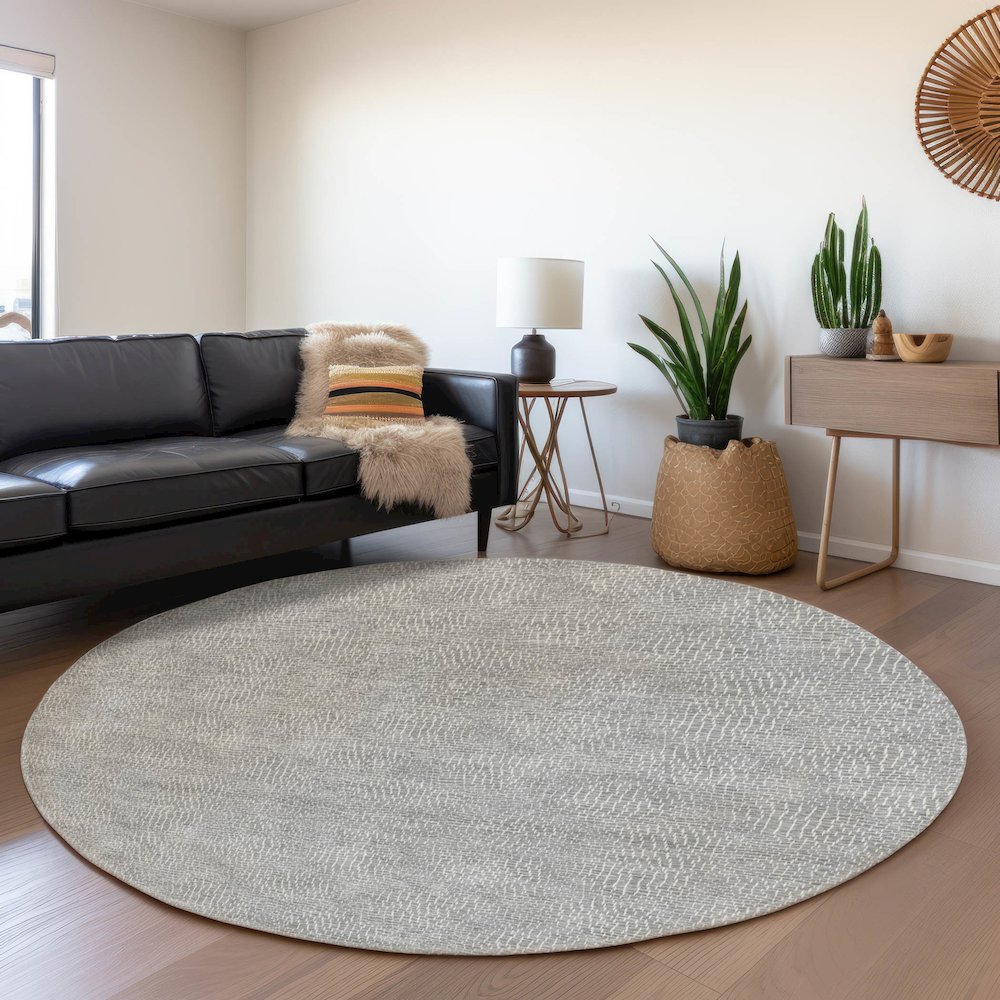 Premium Machine Washable Mayfield AMF1057 Gray 8' x 8' Round Rug. Picture 5