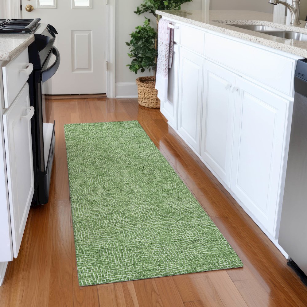 Premium Machine Washable Mayfield AMF1057 Green 2'3" x 7'6" Runner Rug. Picture 5