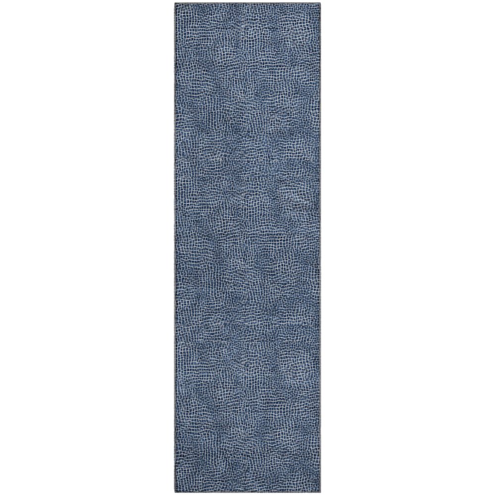 Premium Machine Washable Mayfield AMF1057 Navy 2'3" x 7'6" Runner Rug. Picture 1