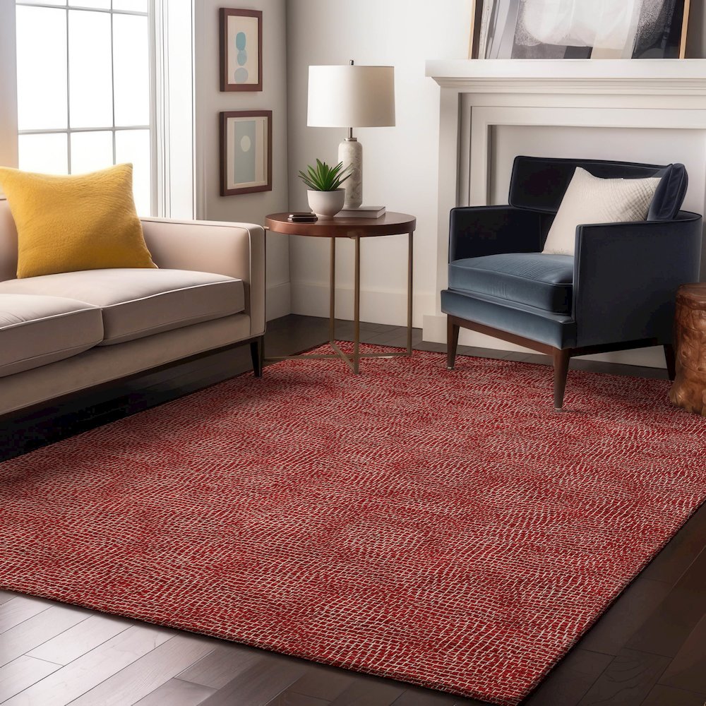 Premium Machine Washable Mayfield AMF1057 Red 2'6" x 3'10" Rug. Picture 5