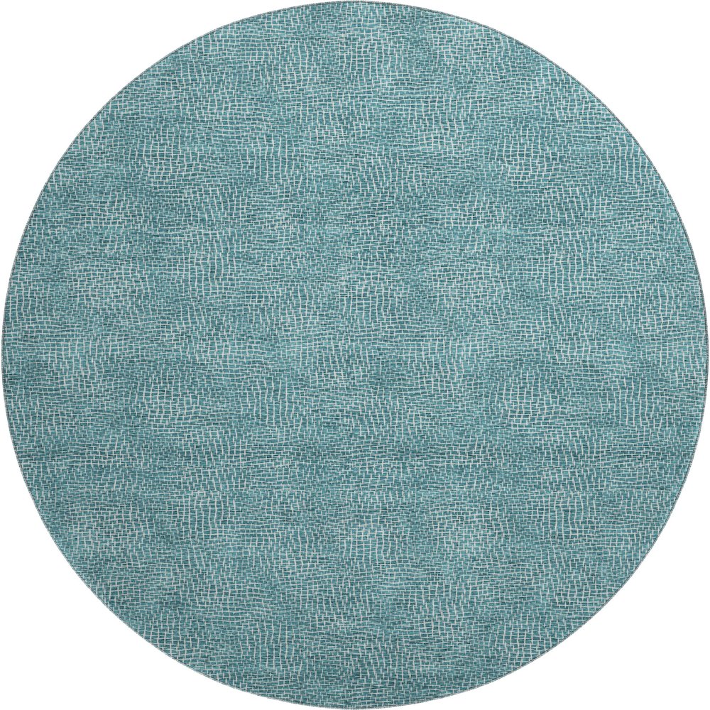 Premium Machine Washable Mayfield AMF1057 Teal 8' x 8' Round Rug. Picture 1
