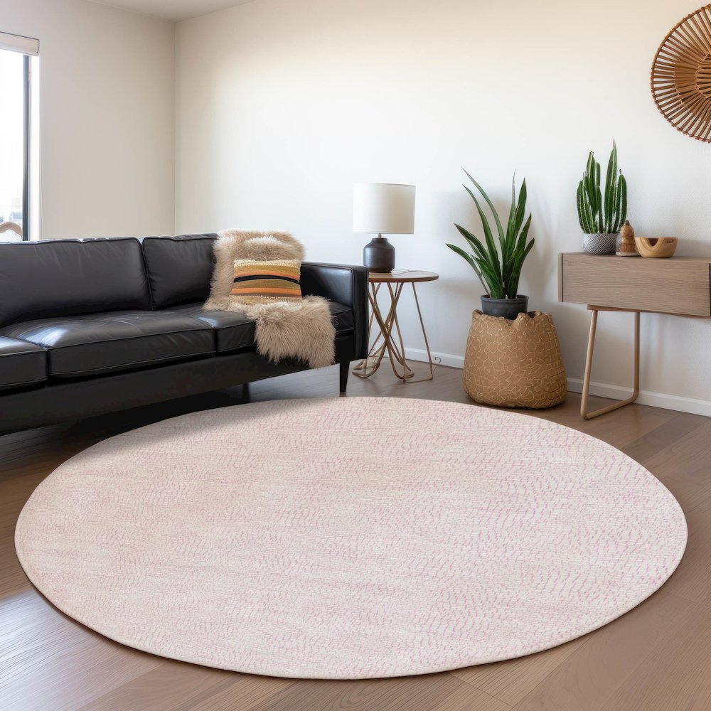 Premium Machine Washable Mayfield AMF1058 Pink 8' x 8' Round Rug. Picture 5
