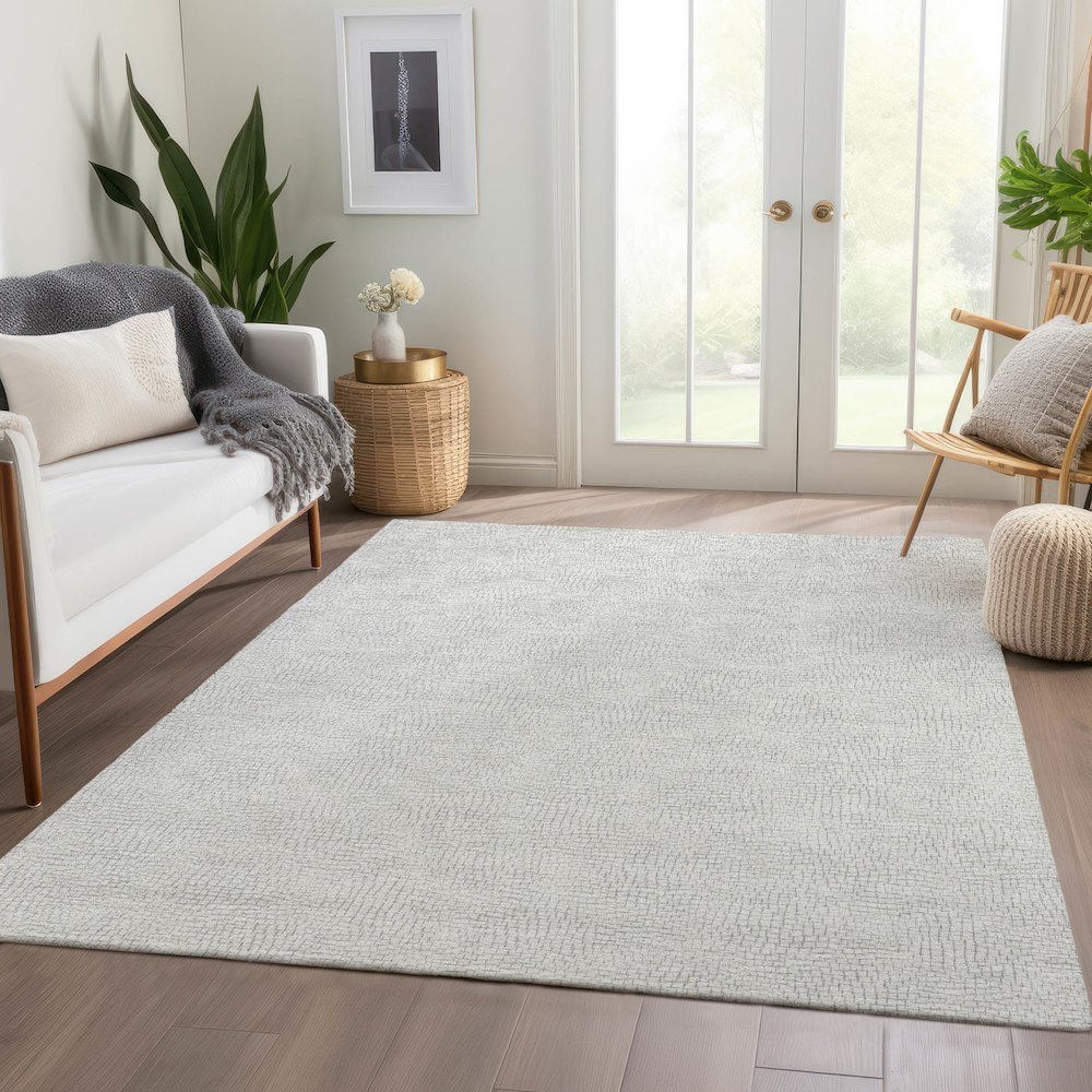Premium Machine Washable Mayfield AMF1058 Silver 2'6" x 3'10" Rug. Picture 6