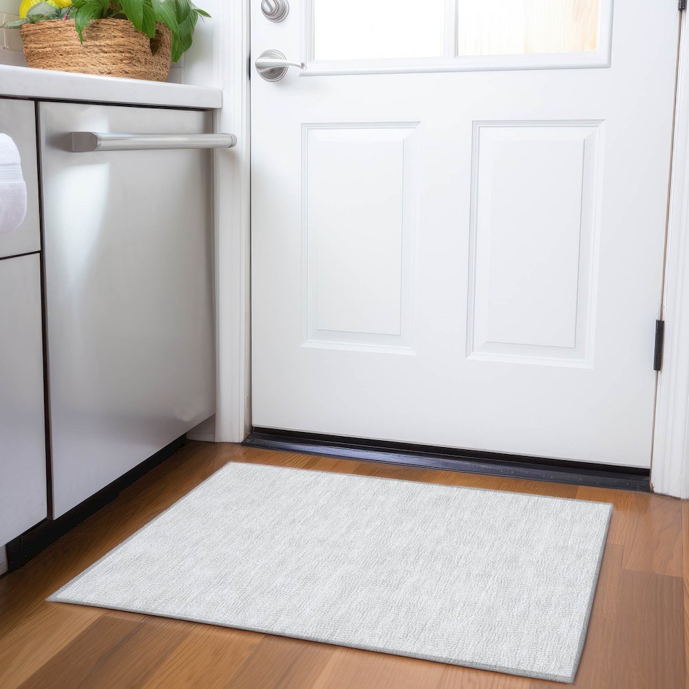 Premium Machine Washable Mayfield AMF1058 Silver 1'8" x 2'6" Rug. Picture 5