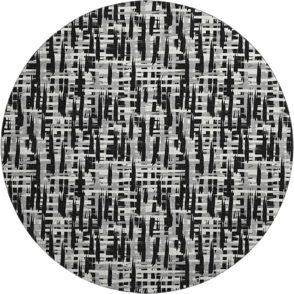 Premium Machine Washable Mayfield AMF1059 Black 8' x 8' Round Rug. Picture 1