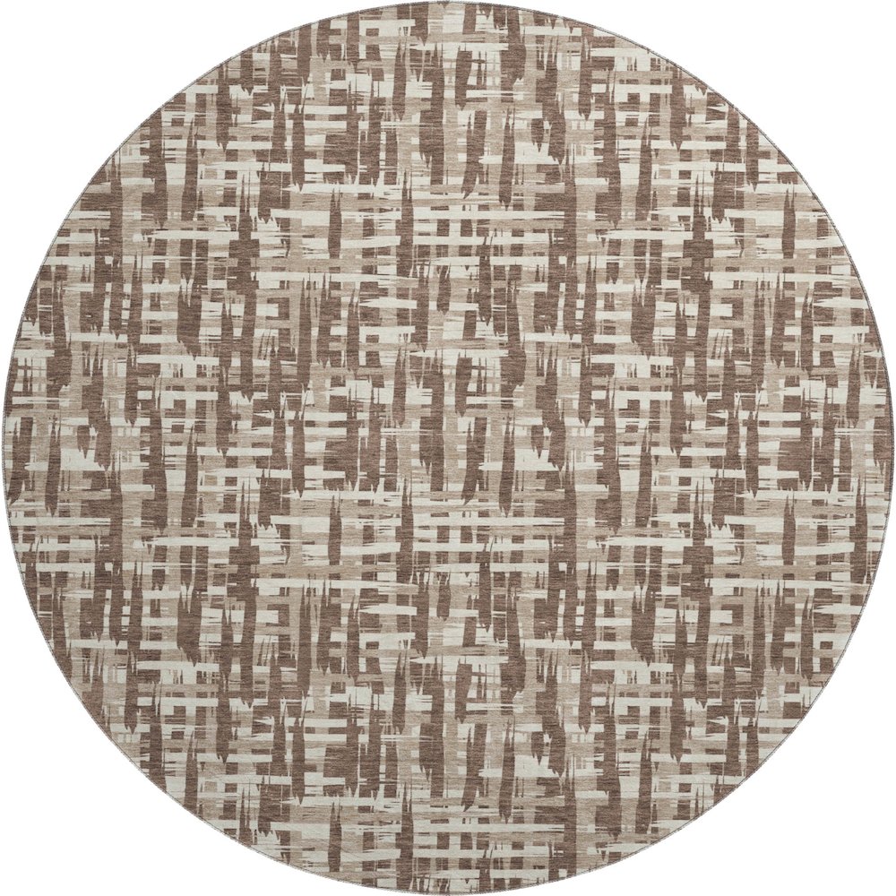 Premium Machine Washable Mayfield AMF1059 Brown 8' x 8' Round Rug. Picture 1