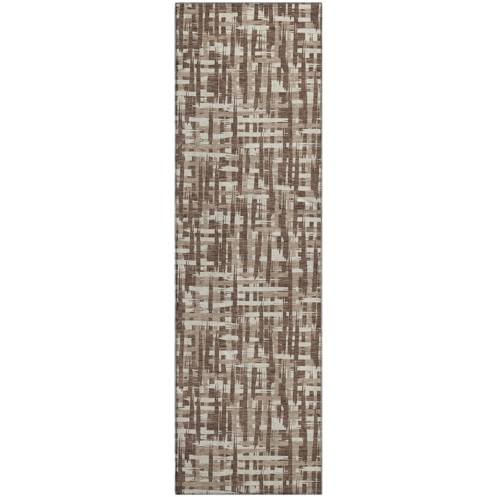 Premium Machine Washable Mayfield AMF1059 Brown 2'3" x 7'6" Runner Rug. Picture 1