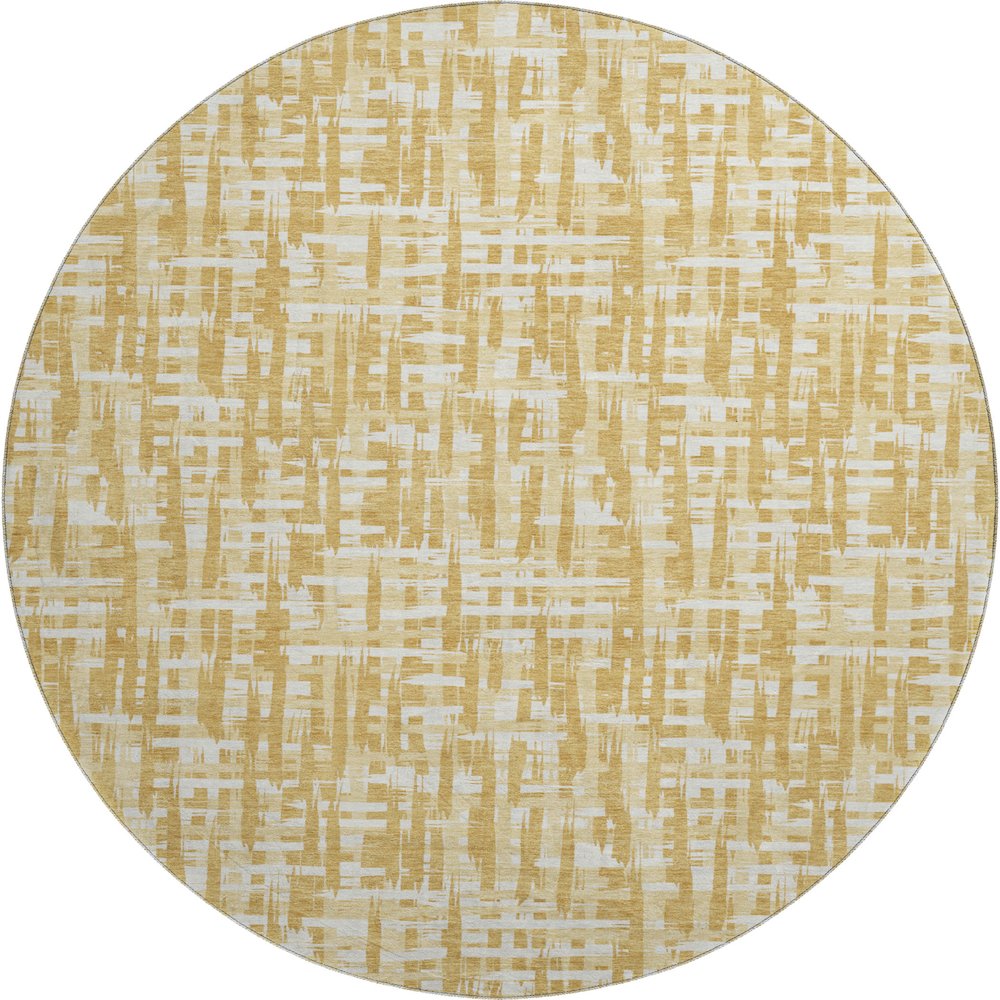 Premium Machine Washable Mayfield AMF1059 Gold 8' x 8' Round Rug. Picture 1