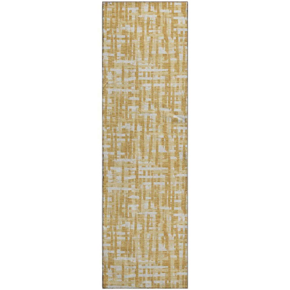 Premium Machine Washable Mayfield AMF1059 Gold 2'3" x 7'6" Runner Rug. Picture 1