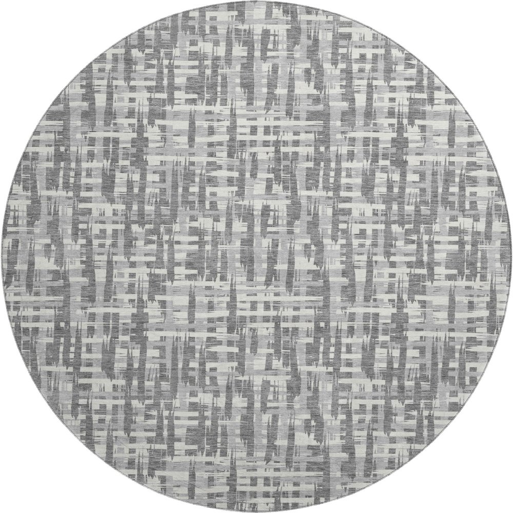 Premium Machine Washable Mayfield AMF1059 Gray 8' x 8' Round Rug. Picture 1