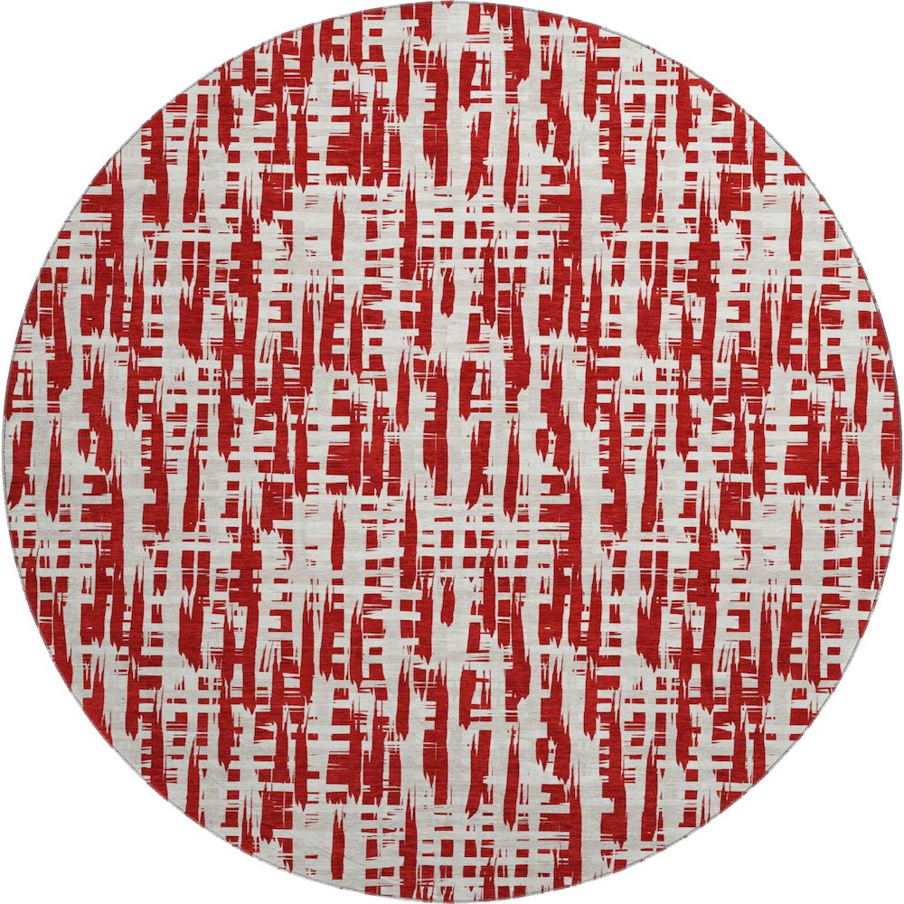 Premium Machine Washable Mayfield AMF1059 Red 8' x 8' Round Rug. Picture 1