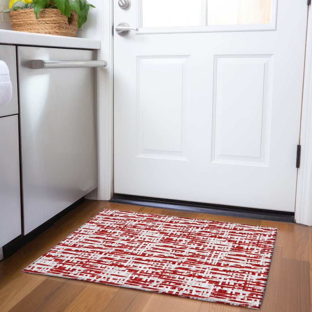 Premium Machine Washable Mayfield AMF1059 Red 1'8" x 2'6" Rug. Picture 5
