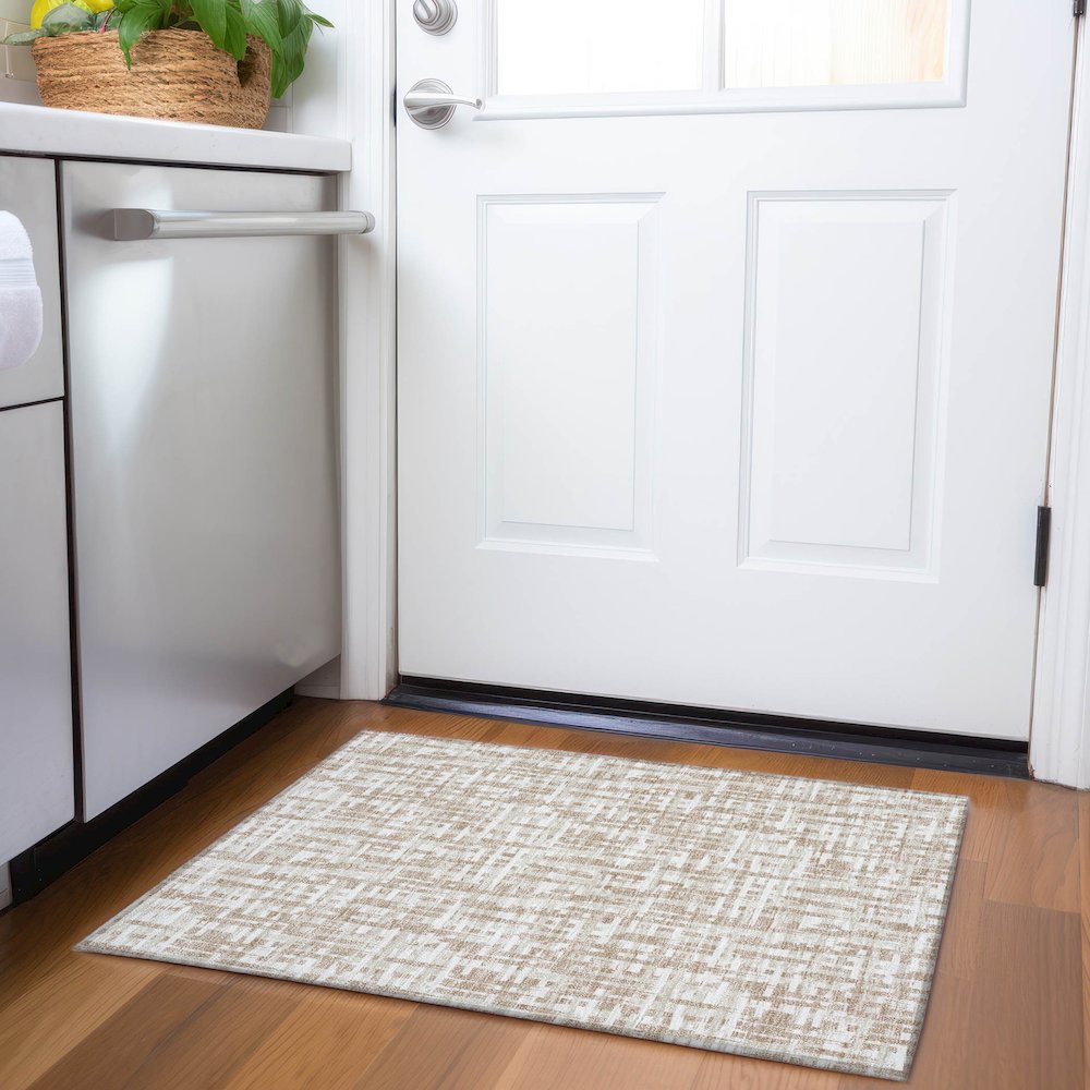 Premium Machine Washable Mayfield AMF1059 Tan 1'8" x 2'6" Rug. Picture 5