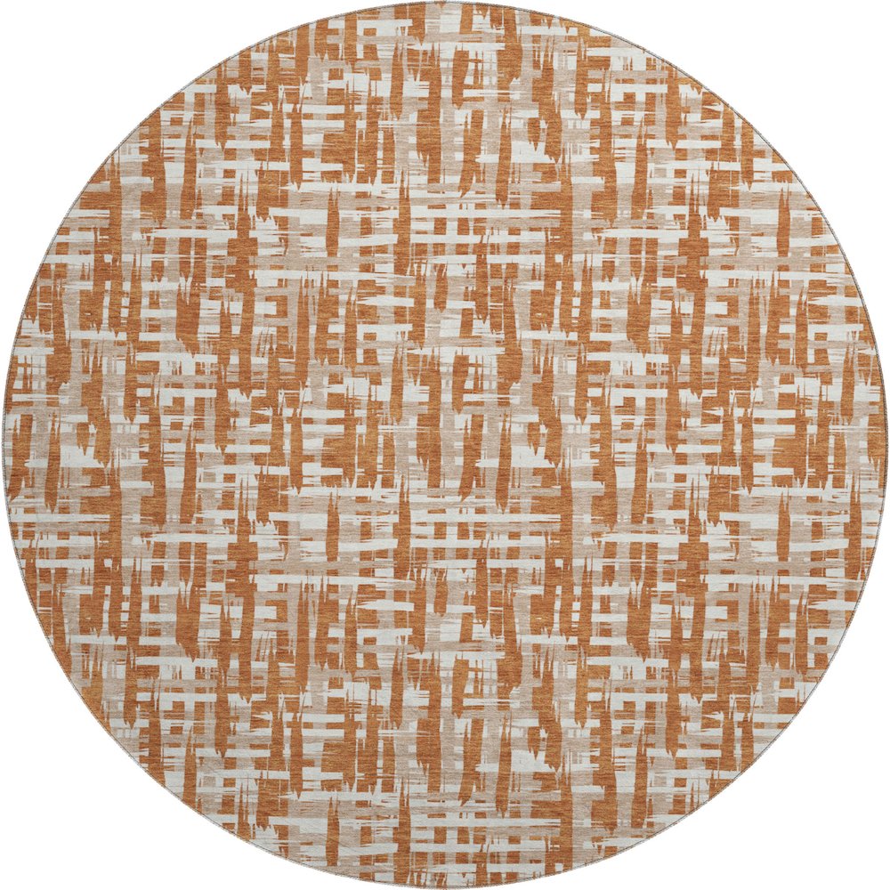 Premium Machine Washable Mayfield AMF1059 Terracotta 8' x 8' Round Rug. Picture 1