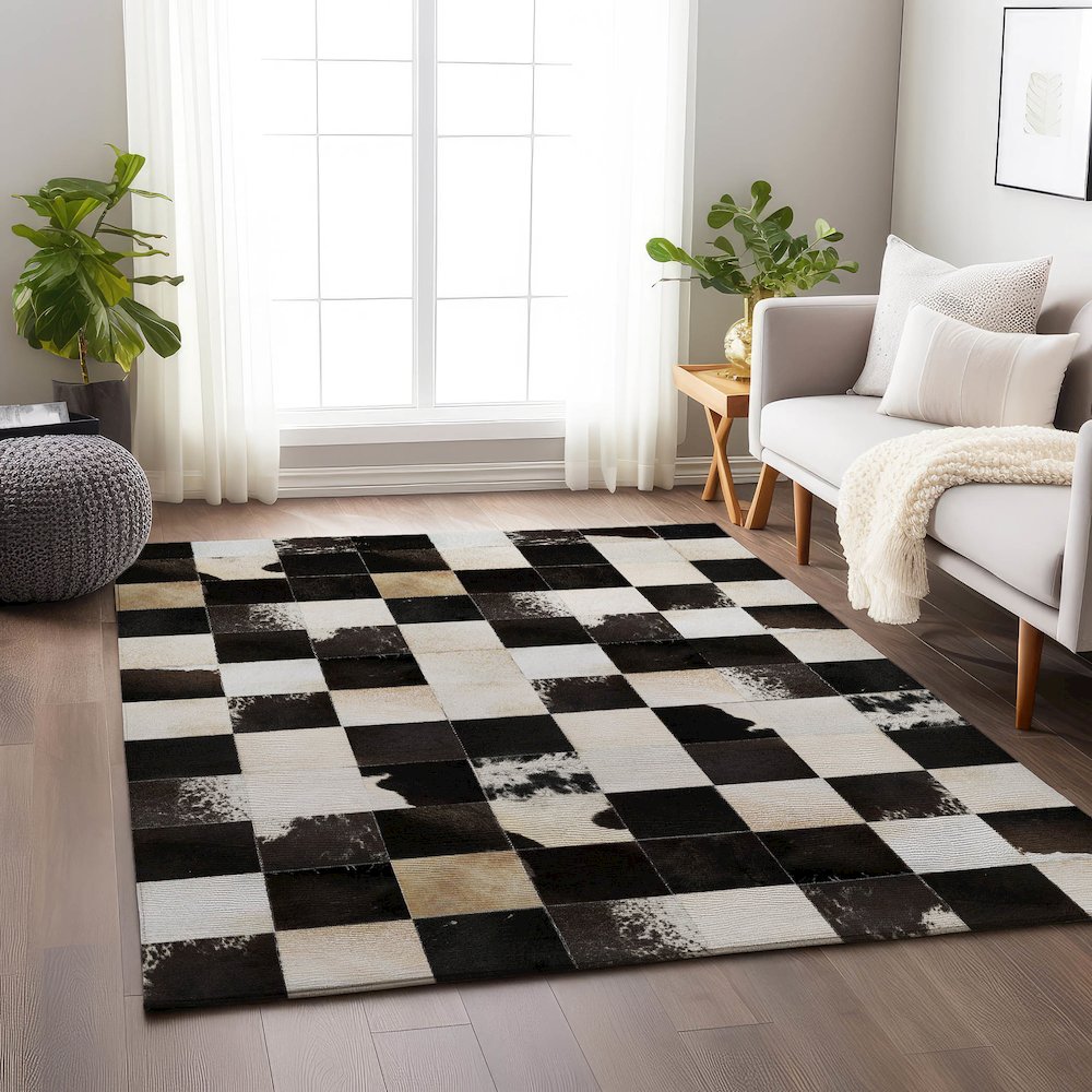 Premium Machine Washable Mayfield  Black 2'6" x 3'10" Rug. Picture 5