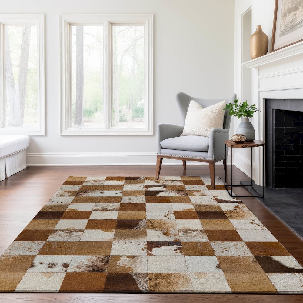 Premium Machine Washable Mayfield  Brown 2'6" x 3'10" Rug. Picture 6