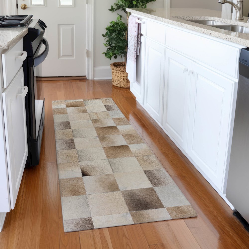 Premium Machine Washable Mayfield  Taupe 2'3" x 7'6" Runner Rug. Picture 5