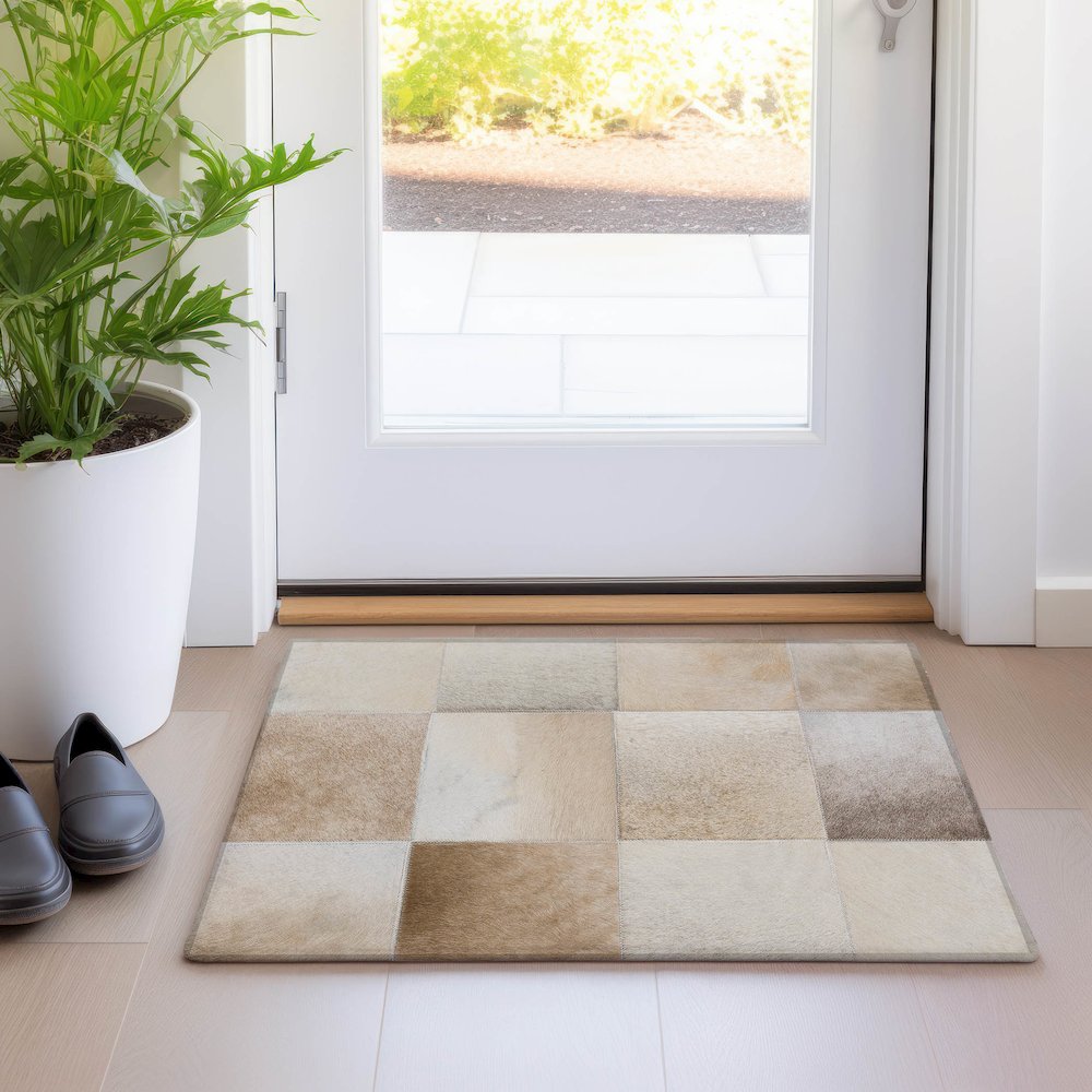 Premium Machine Washable Mayfield  Taupe 1'8" x 2'6" Rug. Picture 5